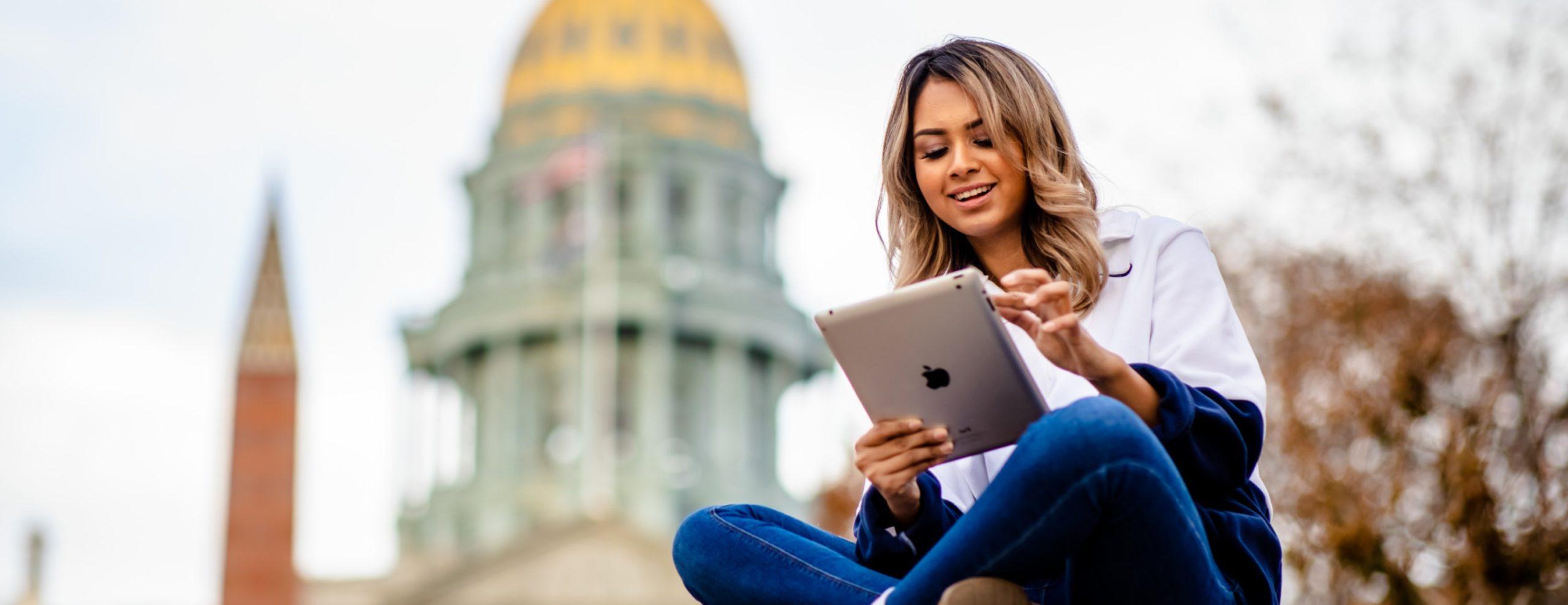 Online MSU Denver student learning outside the classroom